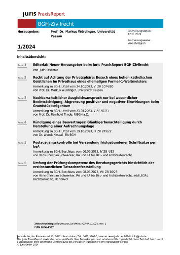 juris PraxisReport BGH-Zivilrecht