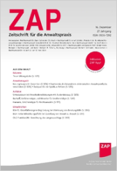 Abbildung: Zeitschrift für die Anwaltspraxis (ZAP) Abbildung: Zeitschrift für die Anwaltspraxis (ZAP)